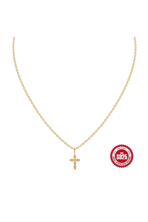 S925 Sterling Silver Cross Necklace for Women Cross Chain Jewelry Gifts (with Gift Box)