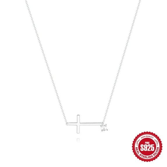 HESHPAWS S925 Sterling Silver Cross Necklace for Women Cross Chain Jewelry Gifts (with Gift Box)