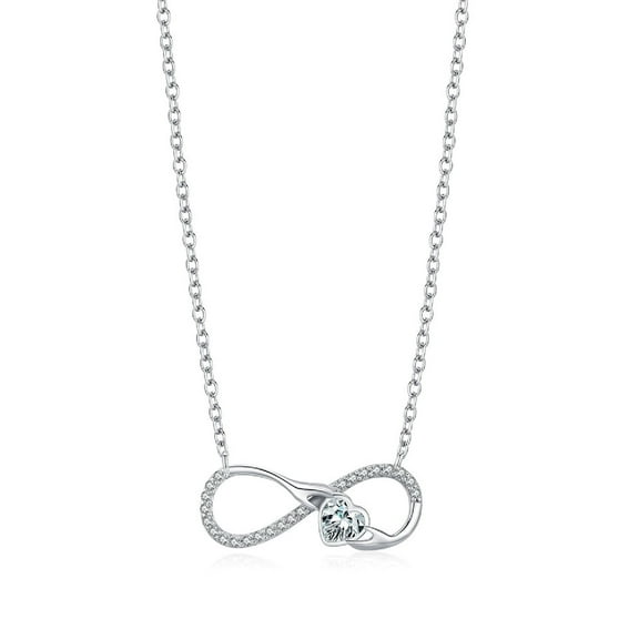 HESHPAWS S925 pure silver heart-shaped Necklace, Zircon inlay Heart Shaped Collarbone Chain，Hand in hand necklace Jewelry Gift for Women