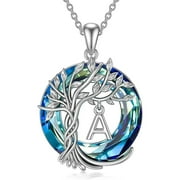 HESHPAWS Tree of Life Necklace for Women, A-Z Initial Letter Jewelry, English Alphabet Jewelry Gifts