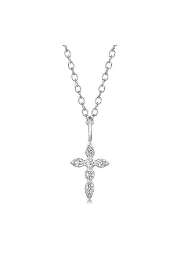Birthstone Cross Necklace for Women  Cubic Zirconia Pendant with Sparkle  Christmas Birthday Gift for Mom Daughter Wife  Choose Silver or Rose Gold