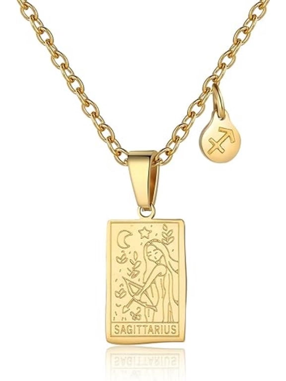 Zodiac Necklace Women Constellation Tarot Card Pendant Gift for Motherday gift Virgo Taurus Scorpio Sagittarius Pisces Leo Libra Gemini Capricorn Cancer Aries Aquarius