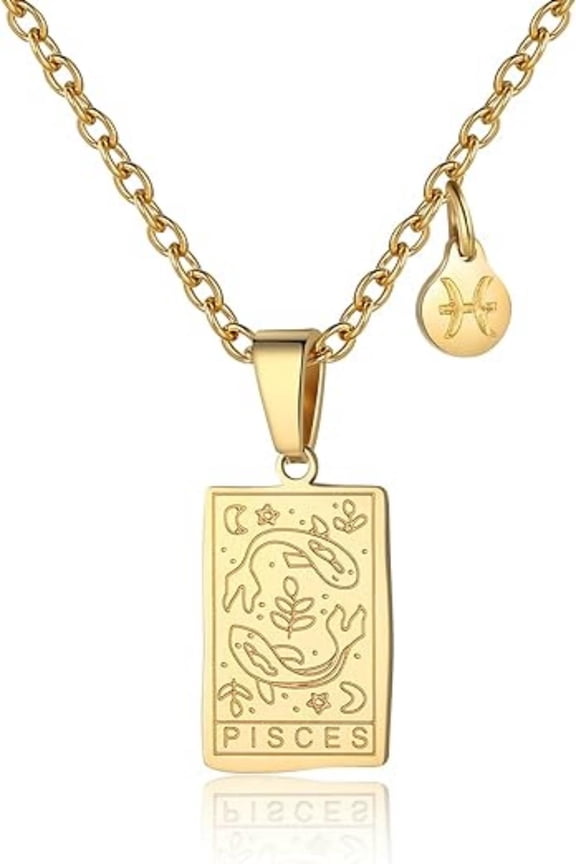 Zodiac Necklace Women Constellation Tarot Card Pendant Gift for Motherday gift Virgo Taurus Scorpio Sagittarius Pisces Leo Libra Gemini Capricorn Cancer Aries Aquarius