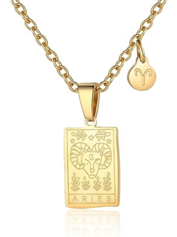 Zodiac Necklace Women Constellation Tarot Card Pendant Gift for Motherday gift Virgo Taurus Scorpio Sagittarius Pisces Leo Libra Gemini Capricorn Cancer Aries Aquarius