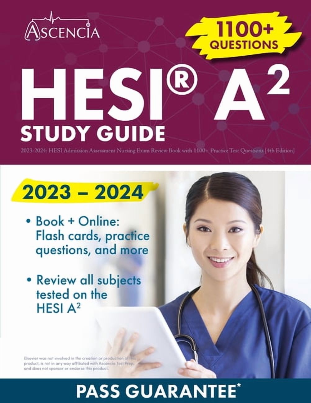 HESI(R) A2 Study Guide 2023-2024: Admission Assessment Nursing Exam Review Book with 1100+ Practice Test Questions [4th , (Paperback)