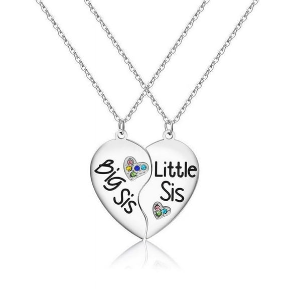 HESITONE 2 Pieces Set Half Heart Pendant Necklaces Broken Puzzle Heart Combination Stainless Steel Necklaces Good Sister Jewelry