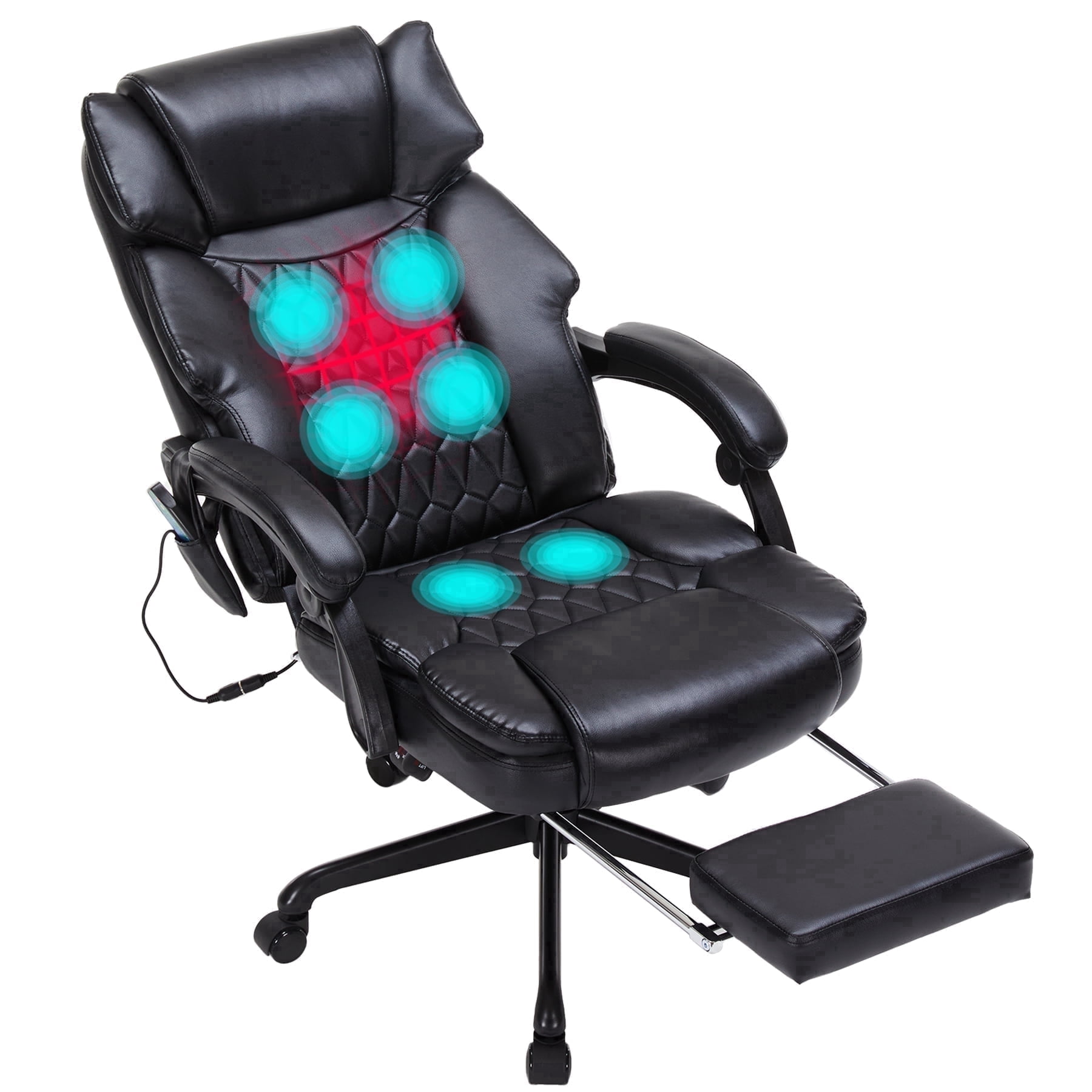 HESL Office Chair With Massage And Heated Lumber Spport, Big and Tall Reclining Desk Chair,Black