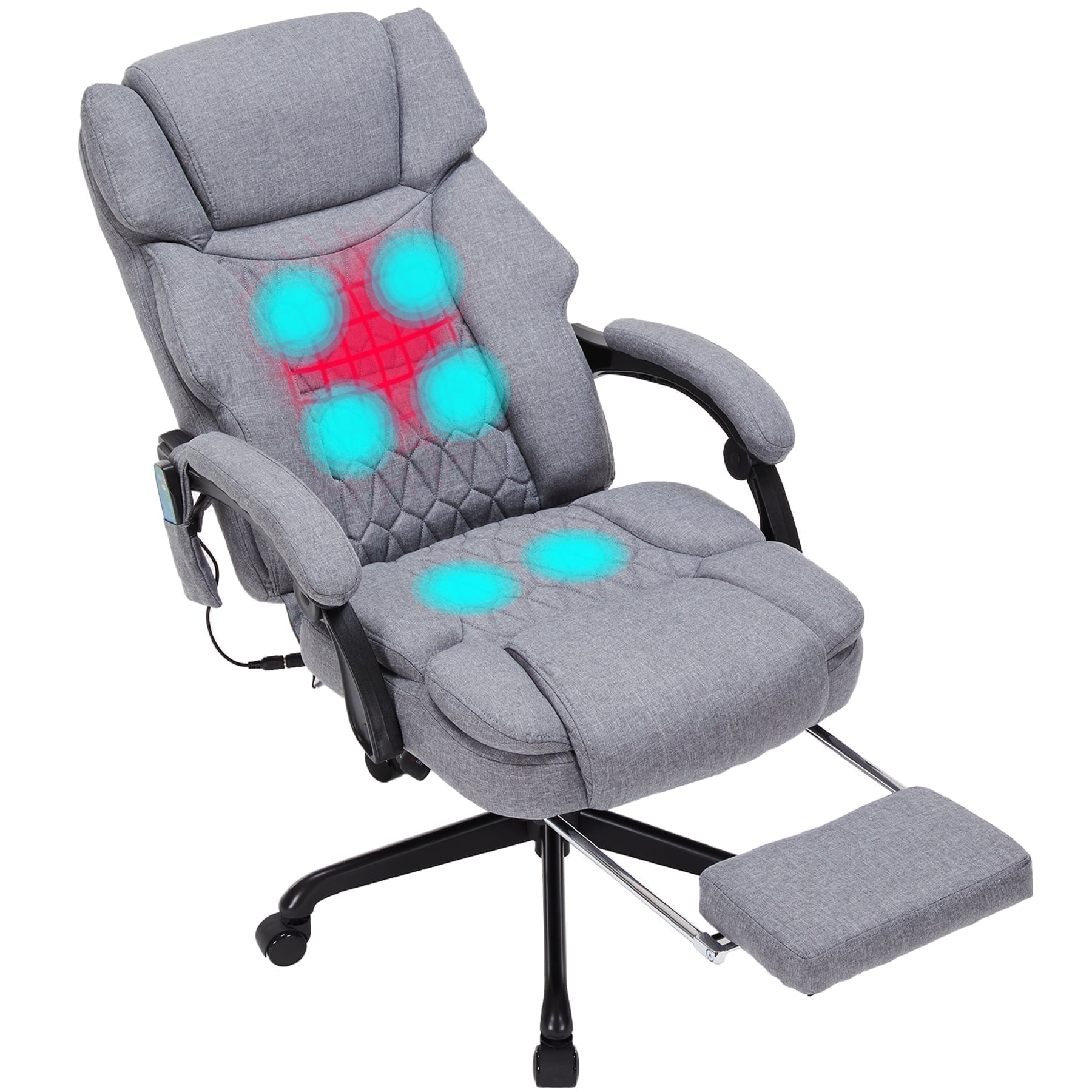 HESL Office Chair With Massage And Heated Lumber Spport, Big and Tall Reclining Desk Chair,Gray