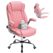 Office Chair with Flip-Up Arms, Big and tall Desk Chai, Desk Chair,Ergonomic Comfy Chair Executive Computer Chair, Pink