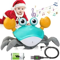 HESLAND Crawling Crab Baby Toys for Babies Tummy Time Toy with Music and Light Dancing Walking Moving Toy for 3-6 to 6-12 Months