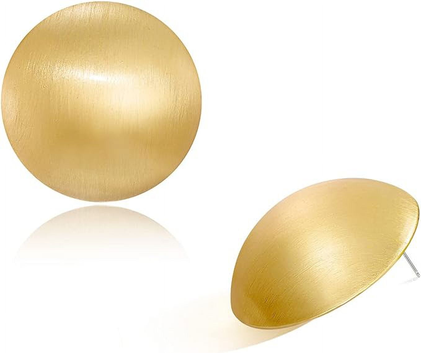 HESSAWELL Matte Half-Ball Studs Brushed Yellow Gold Button Earrings for Women Fashion Vintage Drop Earrings Jewelry Gifts