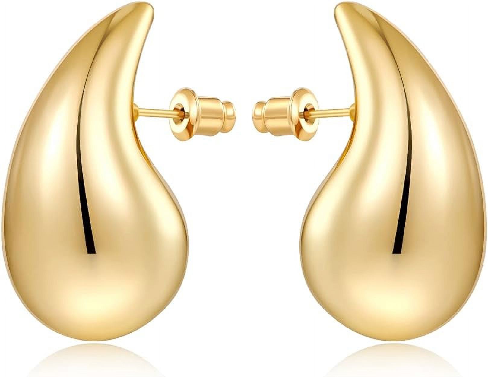 HESSAWELL Gold Dangle Earrings for Women Statement Chunky Small Cut