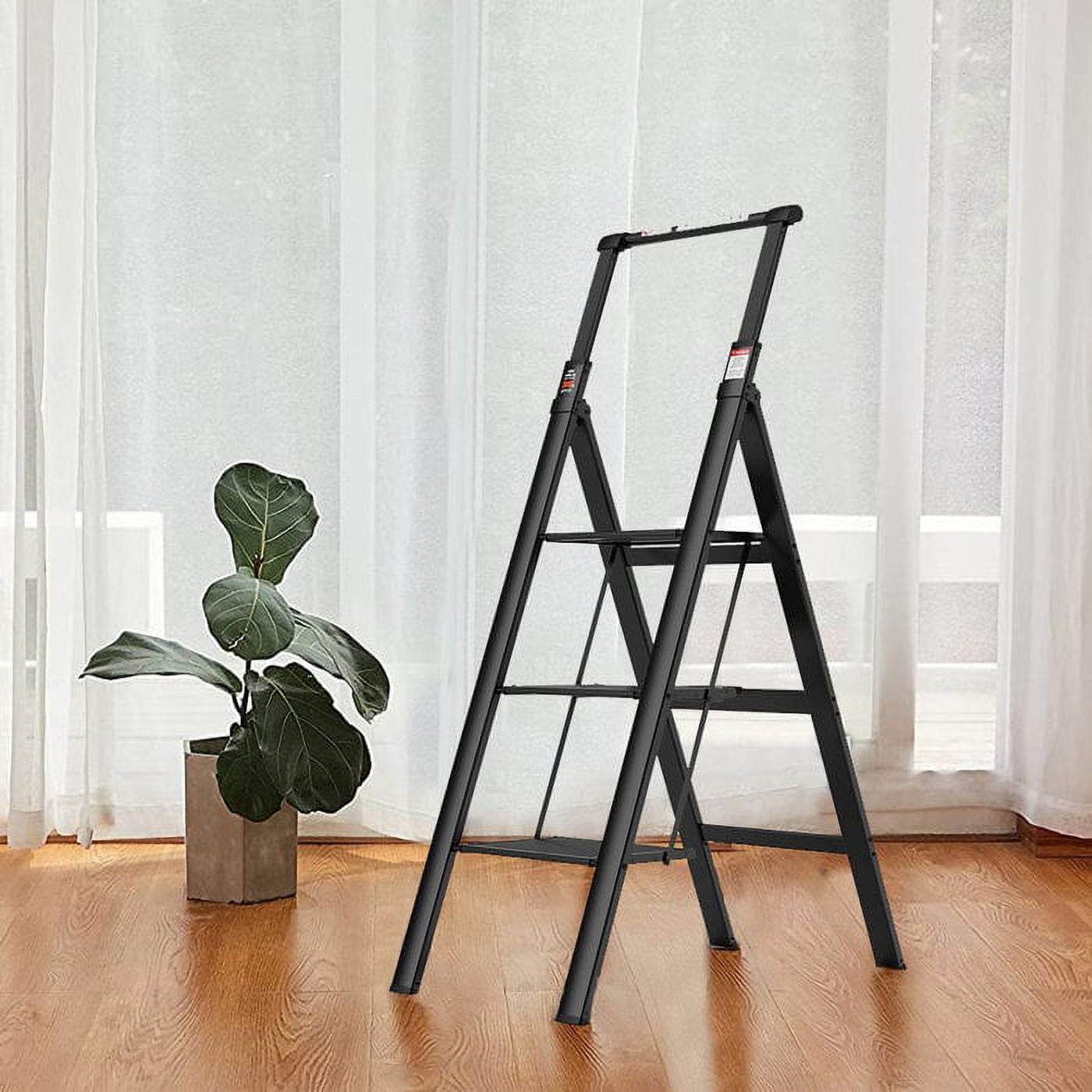 HESTINYSU 3-Step Steel Lightweight Folding Step Ladderr