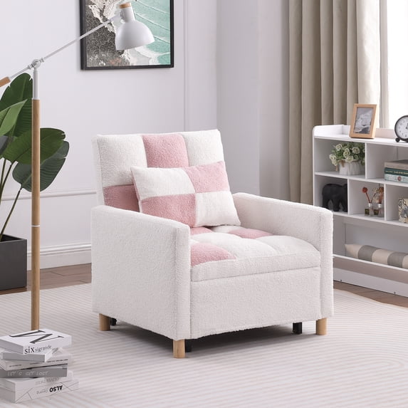 HESTINYSU Convertible Sleeper Sofa Chair Bed, Adjustable Chair with Pillow, Multi-Functional Sleeper Chair with Soft Teddy Fabric