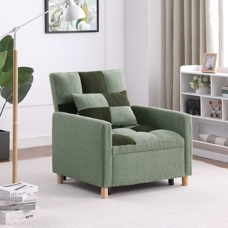 HESTINYSU Convertible Sleeper Sofa Chair Bed, Adjustable Chair with Pillow, Multi-Functional Sleeper Chair with Soft Teddy Fabric