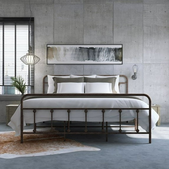 HESTINYSUS King Size Bed Frame,Metal Bed Frame with Headboard and Footboard Platform Mattress Base,No Box Spring Needed and Easy Assembly,Bronze