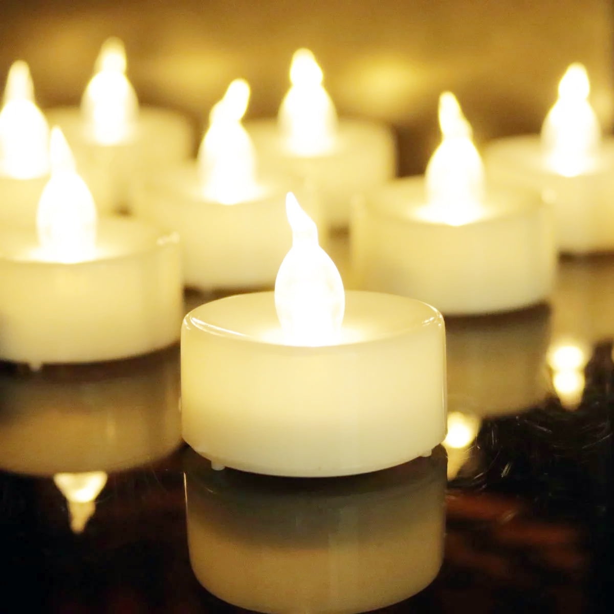 HESTINYSUS LED Warm White Flameless Tealight Candles with 3V Batteries