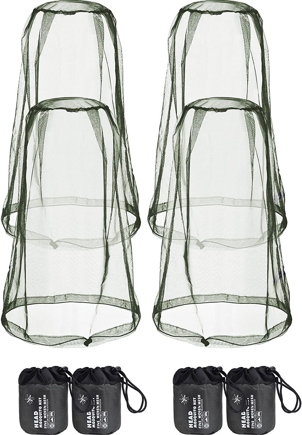 HESTYA 4 Pack Mosquito Net Face Mesh Protecting Net for Outdoor Hiking ...