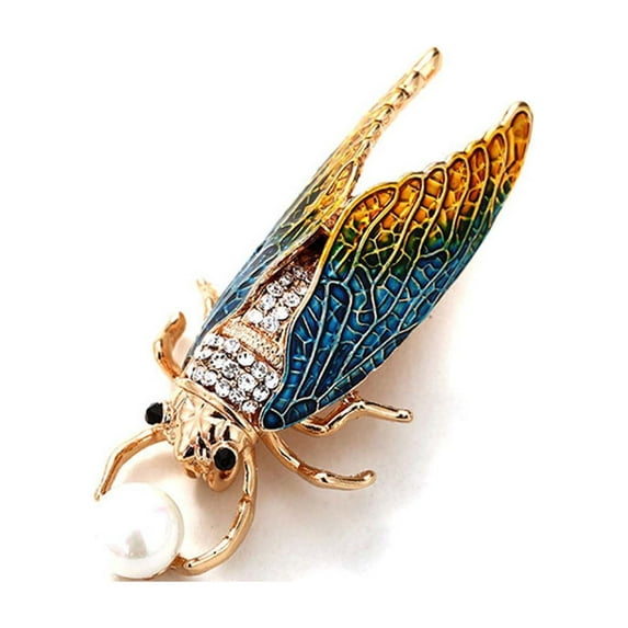 HETICA Animal Pearl Locust Brooch for Women, Safety Brooch Pins, Enamel Pins for Clothing Backpack Hat Decoration, Mother's Day Valentine Day Birthday Gifts for Women