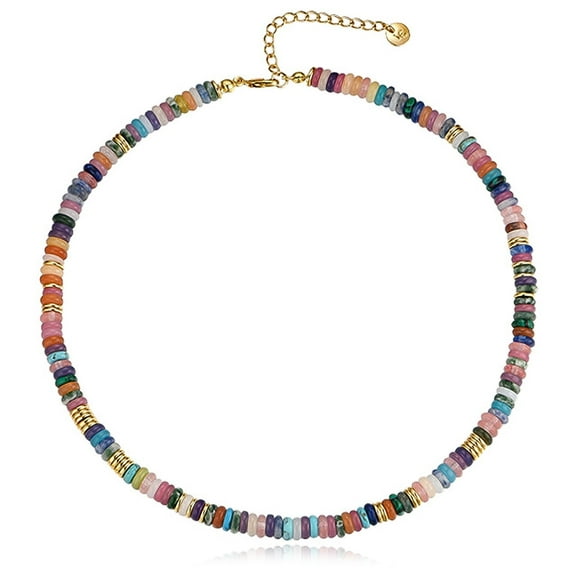 HETICA Colorful Bohemian Surfer Choker Necklace for Women, Handmade Beaded Jewelry