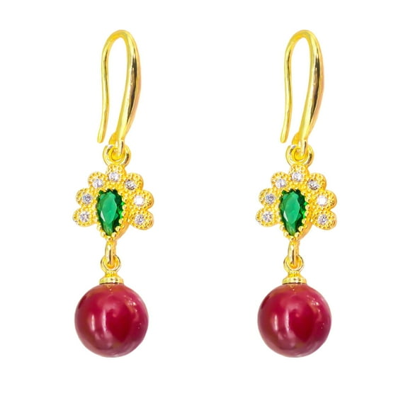 HETICA Elegant Red Ball Dangle Earrings for Women - Zircon Small Drop Earrings, Perfect Jewelry Gifts for Her