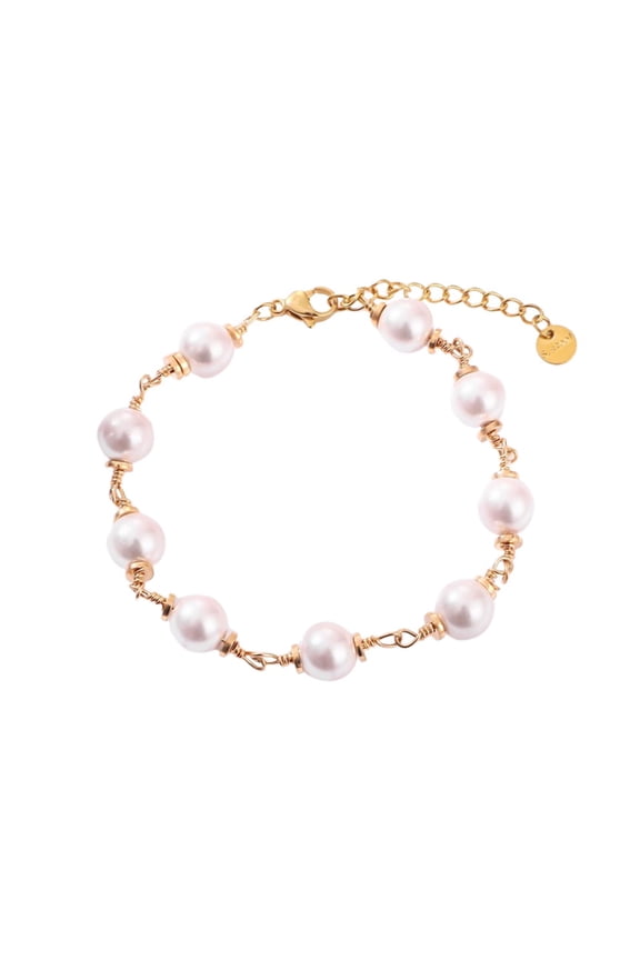 Gold Pearl Bracelet, 14k Gold Plated Titanium Steel Pearl Adjustable Bracelet, Delicate Pearl Bracelet Jewelry Women Girls Gift