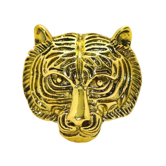 HETICA Gold Vintage Tiger Head Brooch Pins Animal Lapel Pin Safety Pin Punk Suit Tie Pin For Husband Boyfriend Valentine's Day Anniversary Birthday Gifts