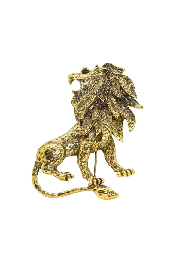 Golden Retro Majestic Lion Brooch Pins Animal Lapel Pin Safety Pin Punk Suit Tie Pin For Husband Boyfriend Valentine's Day Anniversary Birthday Gifts