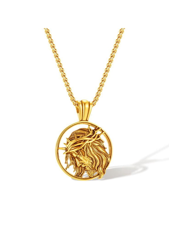 Religious Jesus Christ Pendant, Stainless Steel Cross Medal Jewelry Gift for Men and Women