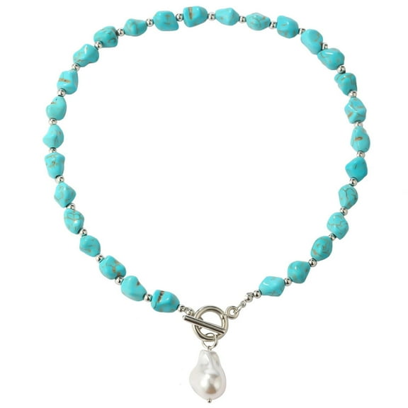 HETICA Turquoise Bead Pearl Necklace Suitable for Women Bohemian Choker Jewelry