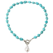 HETICA Turquoise Bead Pearl Necklace Suitable for Women Bohemian Choker Jewelry
