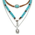thumbnail image 1 of HETICA Turquoise Layered Necklace for Women Western Cowboy Boot Oval Pendants Necklaces Turquoise Beaded Choker Jewelry, 1 of 5