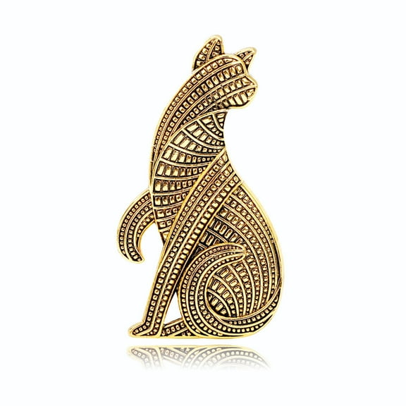 HETICA Vintage Cat Brooch for Women, Antique Gold Vintage Grain Textured Animal Brooch Lapel Pin Dress Accessory for Men Women's Birthday Anniversary Christmas Jewelry Gift