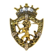 HETICA Vintage Crowned Shield Lion Brooch for Men Women Pin Animal Lapel Pin Safety Pin Punk Suit Tie Pin Husband Boyfriend for Valentine's Day Anniversary Birthday Gifts