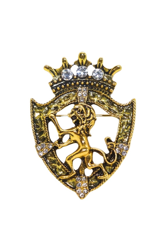 Vintage Crowned Shield Lion Brooch for Men Women Pin Animal Lapel Pin Safety Pin Punk Suit Tie Pin Husband Boyfriend for Valentine's Day Anniversary Birthday Gifts
