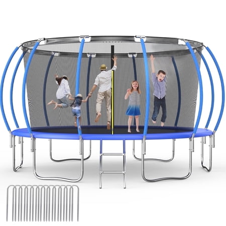 SENCHO GINSYTALIOR 14Ft Trampoline with Basketball Hoop Safety Enclosure Net for Kid&Adult for Outdoor Backyard-Out Net