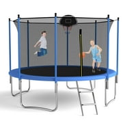 HEVAOTRY Trampoline for Kid Adult 10FT Outdoor Trampoline with Safety Enclosure Net ladder