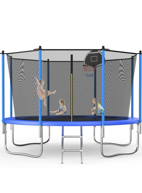 HEVAOTRY Trampoline for Kid Adult 10FT Outdoor Trampoline with Safety Enclosure Net ladder