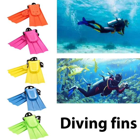 HEVIRGO 1 Pair Adult Snorkeling Diving Swim Short Fins Flippers with Adjustable Heel