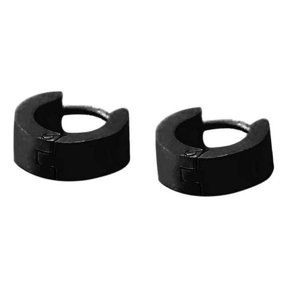 HEVIRGO 1 Pair Cool Boys's Stainless Steel Huggie Hoop Earrings Casual Jewelry Stainless Steel Black