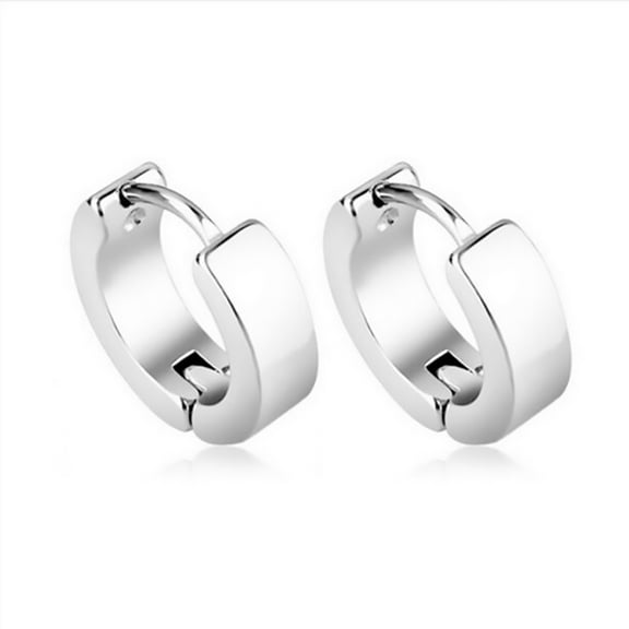 HEVIRGO 1 Pair Cool Stainless Steel Huggie Hoop Earrings Casual Jewelry Stainless Steel Silver