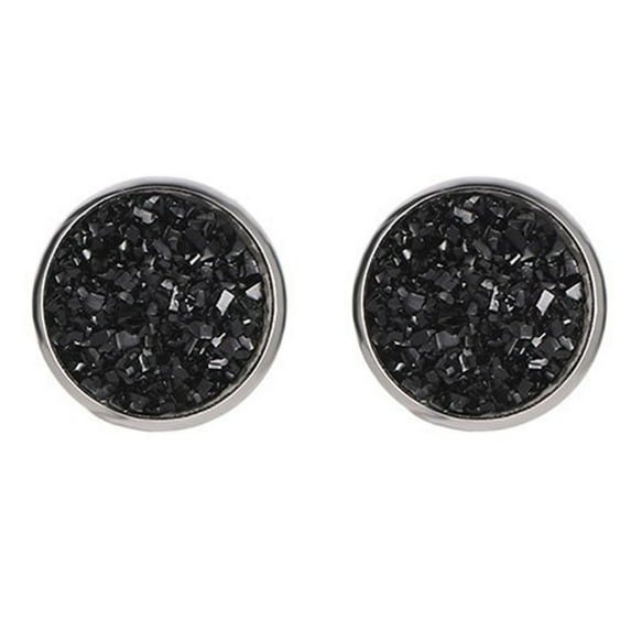 HEVIRGO 1 Pair Ear Stud Decorative Colorful Stainless Round Shaped Rhinestone Ear Stud for Gift Stainless Steel Black