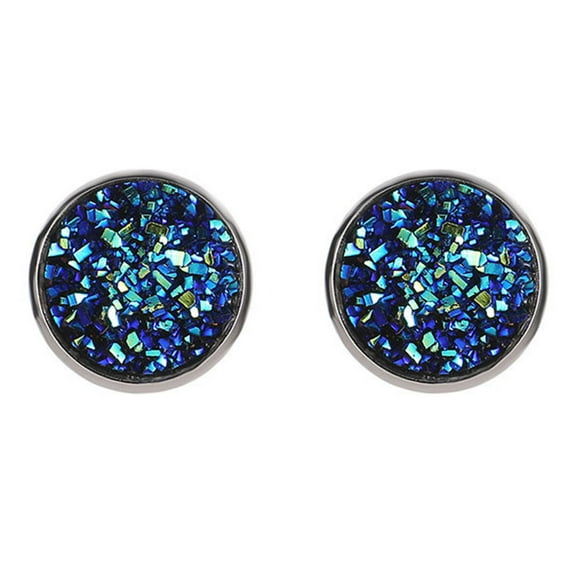 HEVIRGO 1 Pair Ear Stud Decorative Colorful Stainless Round Shaped Rhinestone Ear Stud for Gift Stainless Steel Red