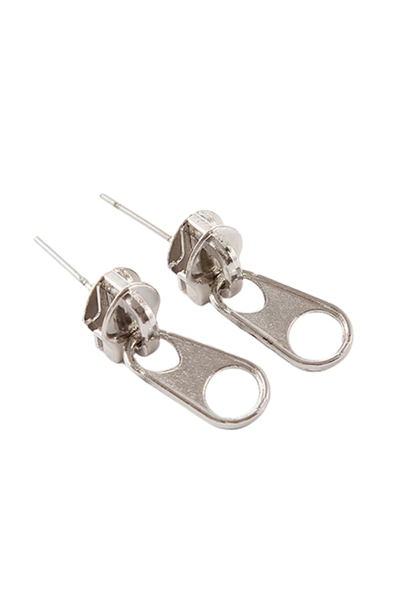 1 Pair Female Earrings Eye-catching Zipper Ear Studs Exquisite Piercing Zip Ear Studs for Party Alloy Silver