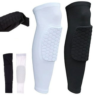 Basketball Pants with Knee Pads, Black/White Knee Pads Compression Pants,  3/4 Capri Leggings