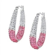 HEVIRGO 1 Pair Rhinestone Decorative Hoop Earring Alloy Valentine Day Huggie Earrings for Girls Alloy Pink