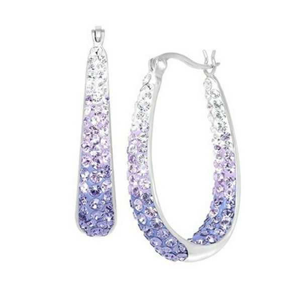 HEVIRGO 1 Pair Rhinestone Decorative Hoop Earring Alloy Valentine Day Huggie Earrings for Girls Alloy Purple