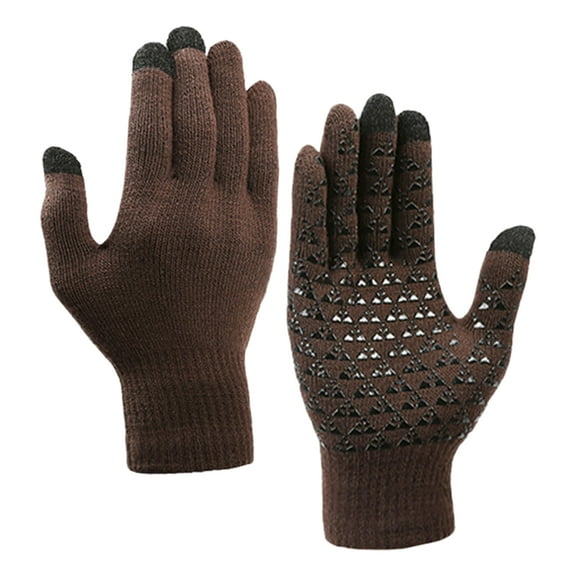 HEVIRGO 1 Pair Thermal Gloves Knitted Elastic Anti-slip Keep Warm Screen-touching Great Friction Particle Palm Winter Gloves Unisex Riding Gloves