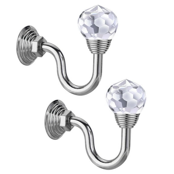 HEVIRGO 1 Pair Wall Mounted Crystal Hook Home Curtain Umbrellas Keys Cloths Cap Holder Aluminium Alloy