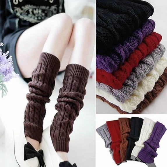 HEVIRGO 1 Pair Women's Crochet Cable Knit Braided Winter Leg Warmers Boot Cuffs Toppers Socks